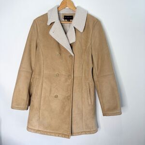 Vintage Braetan Jacket Peacoat Y2K 90's Faux Suede Nubuck Sherpa Tan Womens M
